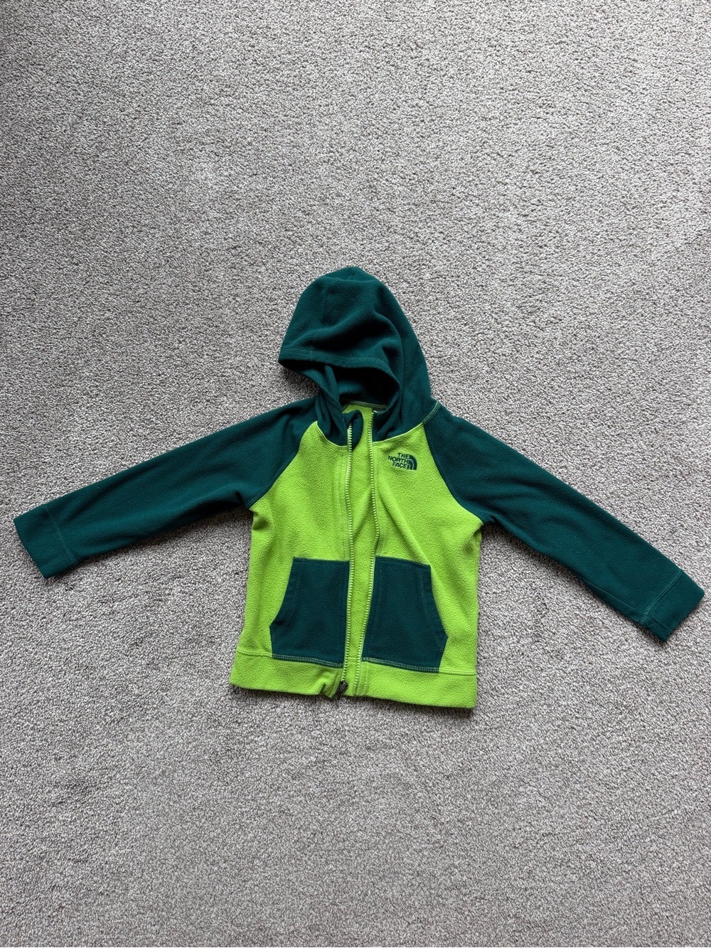 The North Face Kids Green and Forest Hooded Fleece Jacket